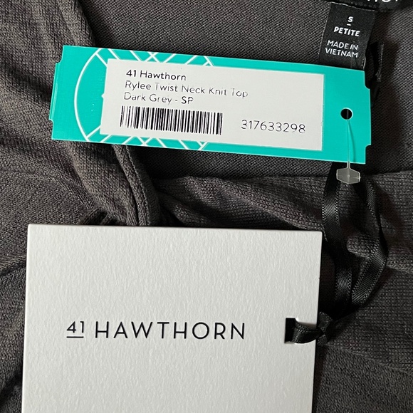 NWT 41 Hawthorn Women’s Rylee Twist Neck Knit Top – Dark Grey – Small Petite - Picture 7 of 8